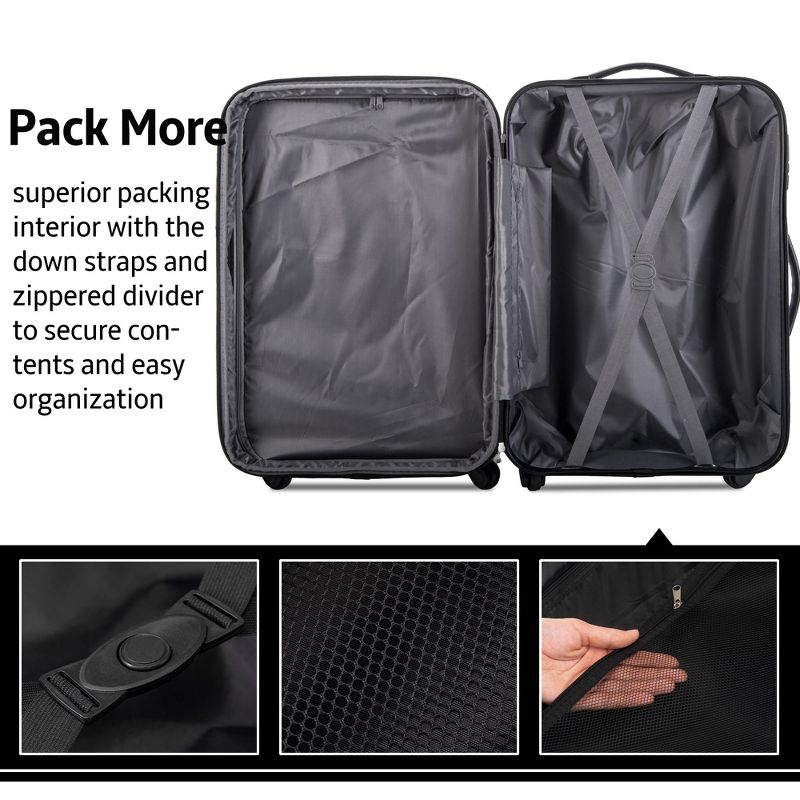 3 PCS Luggage Set, Hardside Spinner Suitcase with TSA Lock (20/24/28)-ModernLuxe, 4 of 9