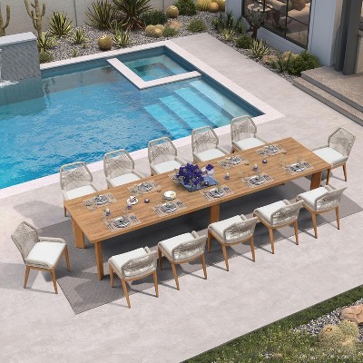 PURPLE LEAF Dining Set Patio Metal Table and Wicker Rattan Chairs for Outside Porch Garden Kitchen Modern Outdoor Furniture Sets