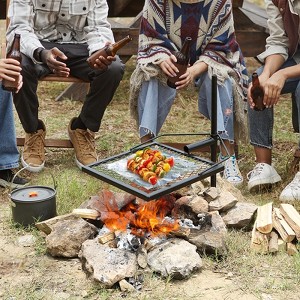 VEVOR Swivel Campfire Grill, Fire Pit Grill Grate over Fire Pits, Heavy Duty Steel Grill Grates, 360° Adjustable Open Fire Cooking Equipment, Black - 1 of 4