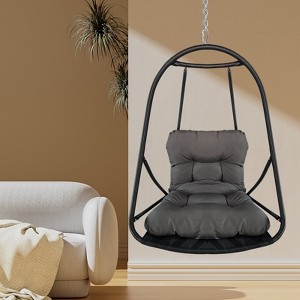 Gulches Foldable Swing Egg Chair Without Stand - 350lbs Capacity, Dual Cup Holders, UV-Resistant Cushion/Pillow, Indoor/Outdoor - 1 of 4