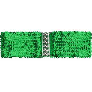 INSPIRE CHIC Women's Elastic Interlocking Buckle Sequin Waist Belt - 1 of 4