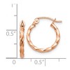 Black Bow Jewelry 2mm x 15mm 14k Rose Gold Small Twisted Round Hoop Earrings - 4 of 4