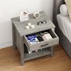 Farmhouse Nightstand Set of 2, Modern End Table with Storage Drawer, Wood Night Stand Side Table for Bedroom Living Room Nursery Office - 2 of 4