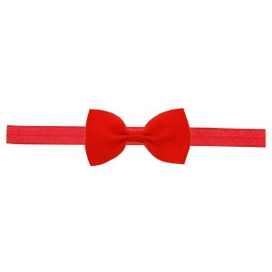 MyKids-Usa Newborn Baby 2 pcs. Small Size Bow Patched Pattern Solid Color Elastic Headband - 1 of 4