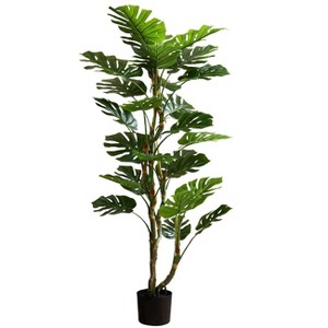 Okak Artificial Monstera Tree with Black Plastic Pot, Fake Plants with Real-Life Look, Indoor Faux Plants for Living Room, Bedroom - 1 of 4