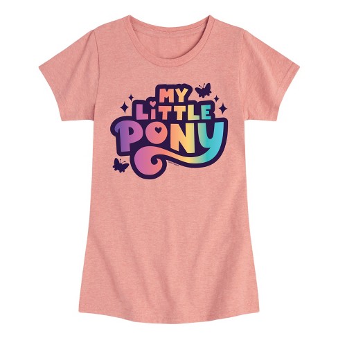 Girls My Little Pony Rainbow Gradient Logo Fitted Short Sleeve Graphic T Shirt Desert Pink Small