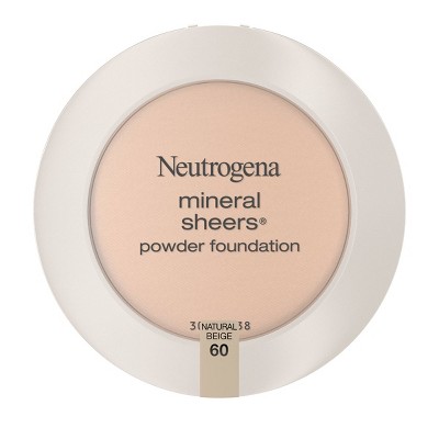 Neutrogena Mineral Sheers Compact Powder Foundation, Lightweight & Oil-Free - 60 Natural Beige - 0.34oz