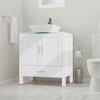 Wooakway 30" White Bathroom Vanity Set with Glass Top Sink Cabinet and Mirror - 2 of 4