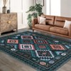 Machine Washable Geometric Area Rug, Non-Slip Low Pile Faux Wool Western Pattern Easy Care Carpet for Living Room Bedroom - 3 of 4