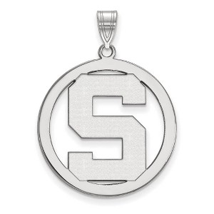 Black Bow Jewelry Sterling Silver Michigan State Spartans NCAA Extra Large Pendant - 1 of 3