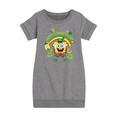 - SpongeBob Squarepants - Happy St. Patricks Day Graphic Short Sleeve Fleece Dress