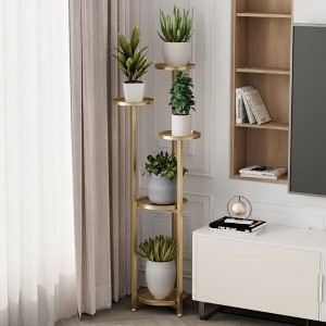 5 Tier Flower Shelf, Plant Shelf, 120 cm Flower Stand, Metal Flower Stool, Plant Stand,Non-Slip Standing Shelf for Indoor, Garden, Balcony - 1 of 2