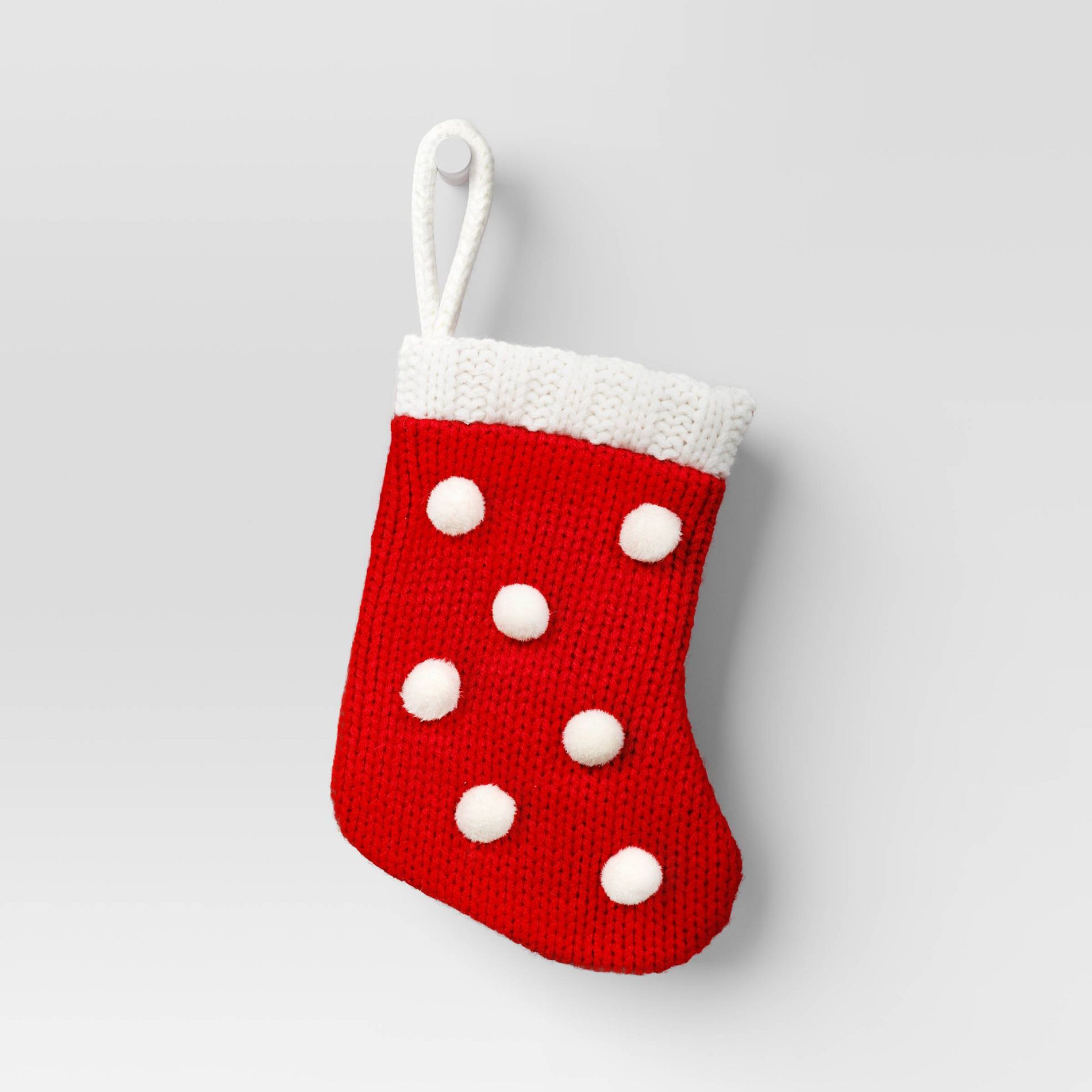 8.5" Christmas Knit with Pom Mini Stocking Red - Wondershop™