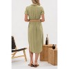 August Sky Women's Spread Collar Front Button Up Belted Midi Shirtdress - 2 of 4