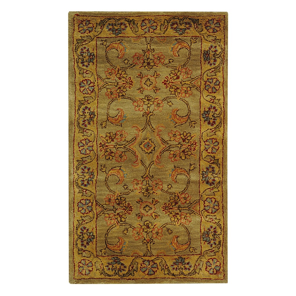 3'x5' Light Green/Gold Floral Tufted Accent Rug - Safavieh