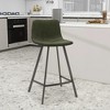 LeisureMod Elland Leather Bar Stool – Modern Counter Height Stool with Black Stainless Steel Legs for Kitchen Island or Home Bar Set of 2 - 2 of 4