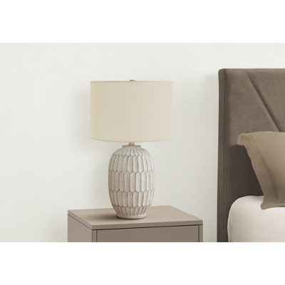 Cream Resin Table Lamp with Ivory Linen Shade