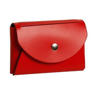 JAM Paper Italian Leather Business Card Holder Case with Round Flap Red 2233317457