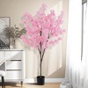 Costway 6.5 FT 1/2 PCS Tall Artificial Cherry Blossom Tree with 900 Pink Flowers Cement-filled - 2 of 4