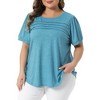 Women's Plus Size Crew Neck Short Sleeve Flowy Pleated Dressy Casual Tunic Blouses - Agnes Orinda - 2 of 4