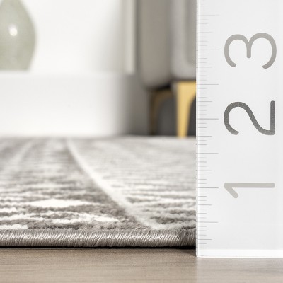 50'' Gray Synthetic Moroccan Trellis Low Pile Area Rug