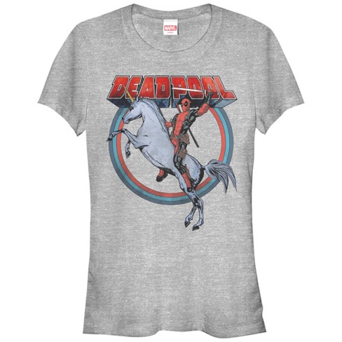 Juniors Womens Marvel Deadpool Rides Unicorn T shirt Target