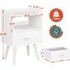 Modern Nightstand with Drawer, Bedside Tables, Mid Century Nightstands with Open Storage Shelf - 3 of 4