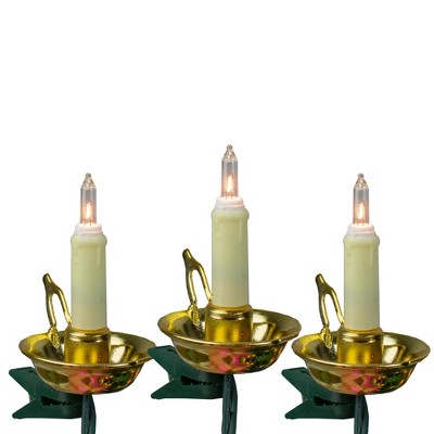 Kurt S. Adler 10-Count Gold and Black Flicker Flame Christmas String Light Set, 11.25ft Green Wire