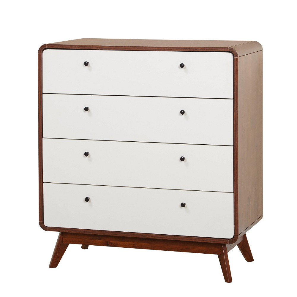 Photos - Dresser / Chests of Drawers Cassie Mid-Century Modern 4 Drawer Chest Walnut/White - Buylateral