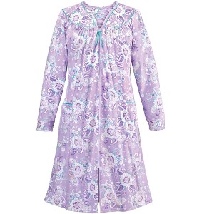 Collections Etc Zip Front Soft Paisley Robe - 1 of 4