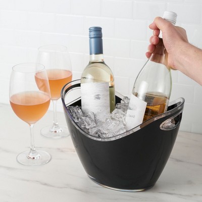 Black Acrylic Modern Ice Bucket with Cut-Out Handles