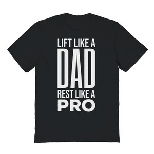 Rerun Island Men's Lift Like A Dad Short Sleeve Graphic Cotton T-Shirt - Black M - 1 of 3
