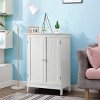SKONYON Bathroom Floor Storage Linen Cabinet Double Door Kitchen Cupboard in White - 3 of 3