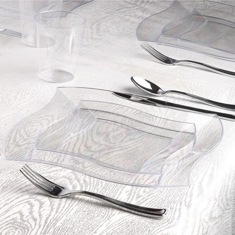 Smarty Had A Party 7" Clear Wave Plastic Appetizer/Salad Plates (120 Plates), 3 of 4