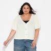 Women's Puff Short Sleeve V-Neck Cardigan - Wild Fable™ - 2 of 3