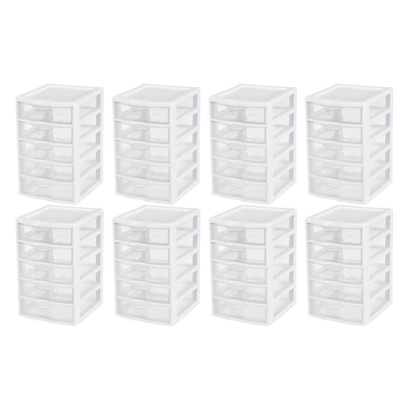 Sterilite Clearview Small Clear Plastic Stackable 5 Drawer Storage System for Desktop and Drawer Household Organization for Stationary or Pens, 1 of 8