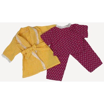 Doll Clothes Superstore 18 Inch Girl Doll Maroon Pajamas With Yellow Robe