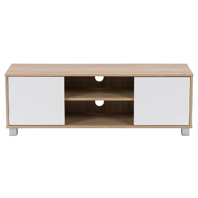 Hollywood Wood Grain TV Stand for TVs up to 55" with Doors White and Brown - CorLiving