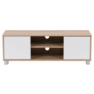 Hollywood Wood Grain TV Stand for TVs up to 55" with Doors White and Brown - CorLiving - 1 of 4