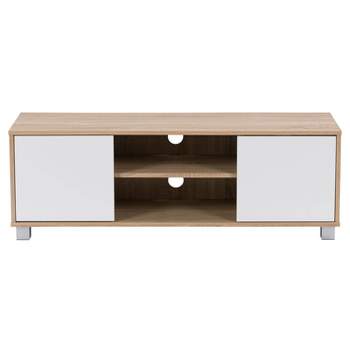 Hollywood Wood Grain TV Stand for TVs up to 55" with Doors White and Brown - CorLiving