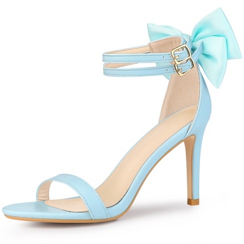 Allegra K Women s Bow Back Ankle Straps Stiletto High Heel Sandals Light Blue 9 Target