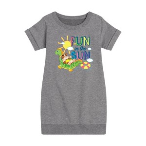 - Paw Patrol - Rubble Fun In The Sun Graphic Short Sleeve Fleece Dress - 1 of 4