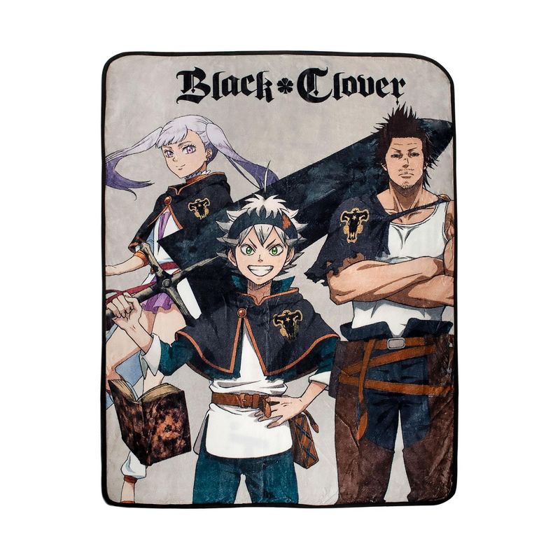 Just Funky Black Clover Fleece Throw Blanket | 45 x 60 Inches, 1 of 7