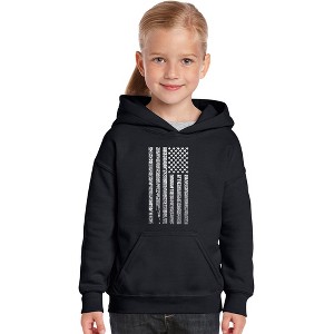 LA Pop Art Girl's Word Art Hooded Sweatshirt - National Anthem Flag - 1 of 4