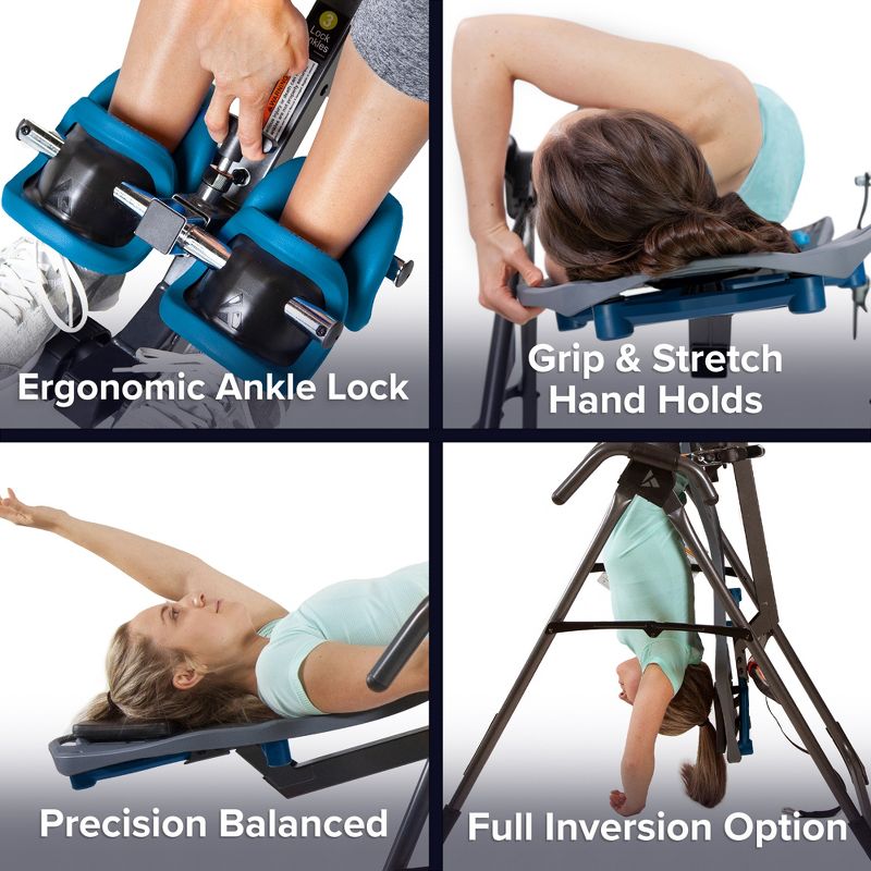 TEETER FitSpine X1 Inversion Table with 8 Point Floating Suspension, T Pin Ankle Lock System, Lumbar Bridge, Acupressure Nodes, and Headrest Pillow, 3 of 7