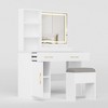 ACEPANO 51.1 in. H Vanity with Mirror, Cabinet Drawers, Shelves & Storage Stool for Bedroom-White - 3 of 4