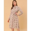 INSPIRE CHIC Women's Tie Neck Chiffon Long Sleeves Vintage Belted Floral Dress - 2 of 4