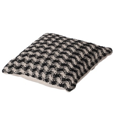 16" Black and White Handwoven Cotton Chevron Throw Pillow
