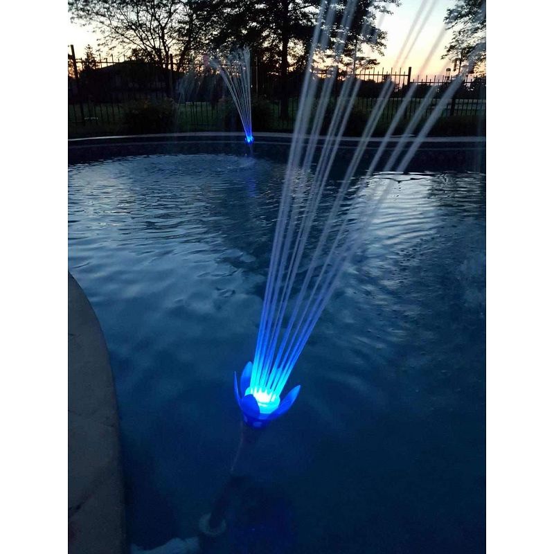 Magic Pool Fountain Water Powered Swimming Pool Fountain w/ Multicolor LED Bulb and Comfy Floats Memory Foam Sun Disc Pool Float, Watermelon, 4 of 7