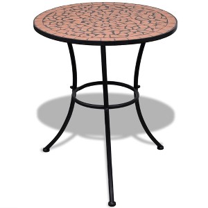 Aghana Digitals Burnt Orange Circular Bistro Table - 23.6" Geometric Mosaic Ceramic Top, - 1 of 4